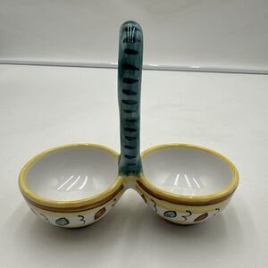 Italy Mari Deruta Pottery Salt & Pepper Caddy Only Sauce Holder